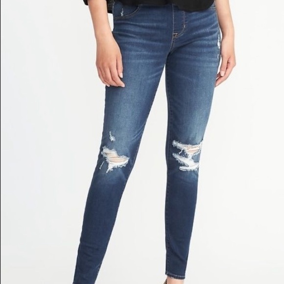 Old Navy Denim - Old Navy Womens Dark Wash Distressed Jeggings